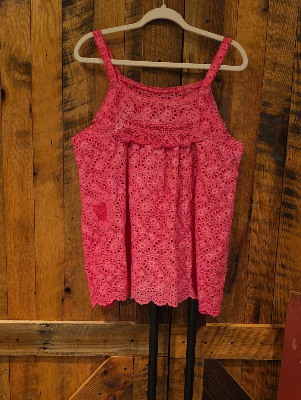 138p Jaded Gypsy Eye See You Magenta Eyelet Crochet Tank Top - Women